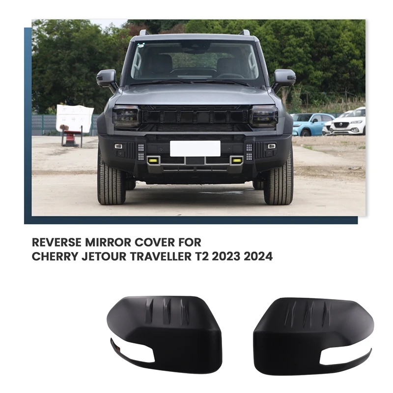Excellent-Matte Black Car Exterior Reverse Mirror Shell Sticker For Chery Jetour Traveller T2 2023 2024