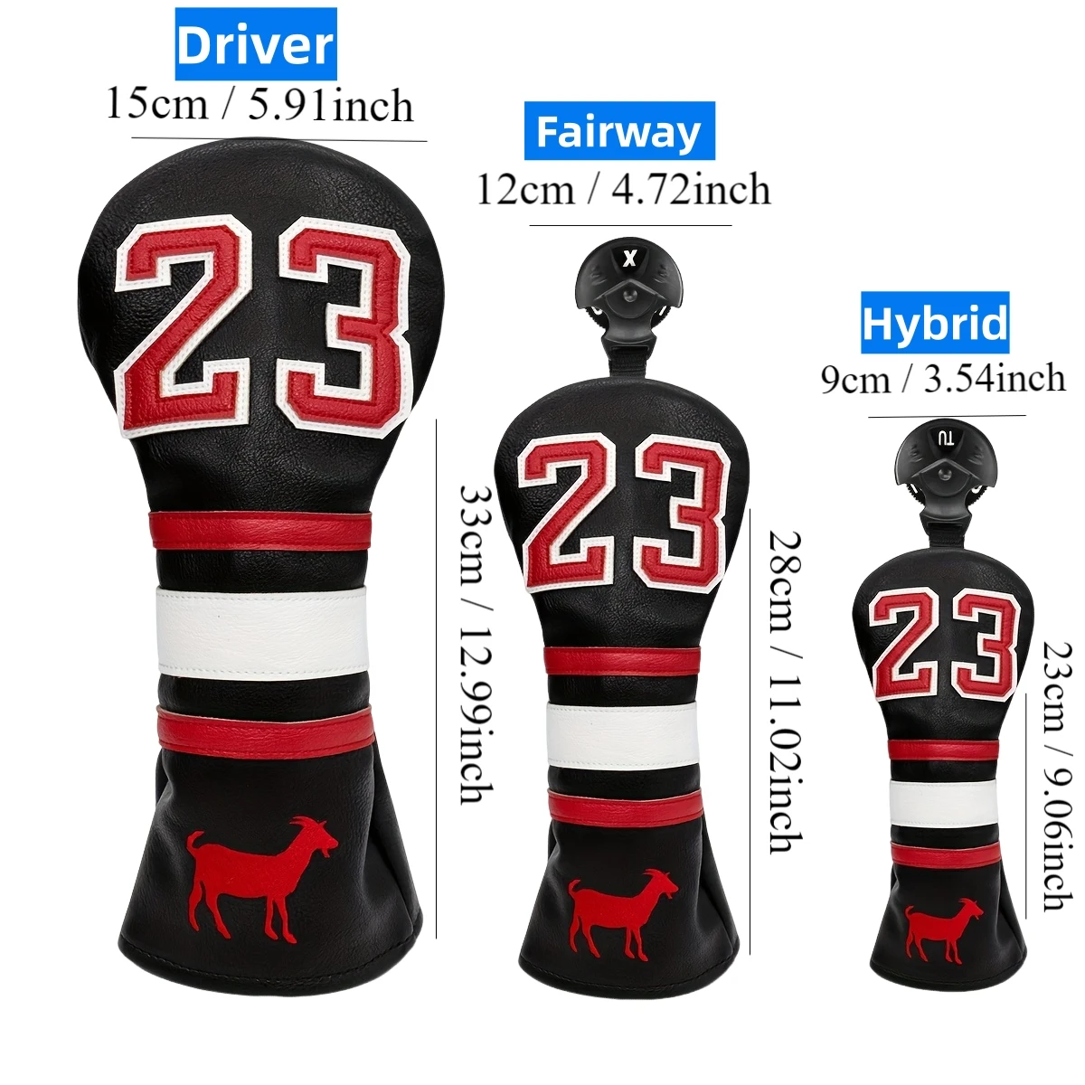 1pc Goat Pattern Golf Headcovers, Fits Driver Fairway And Hybrid, Golf Accessory