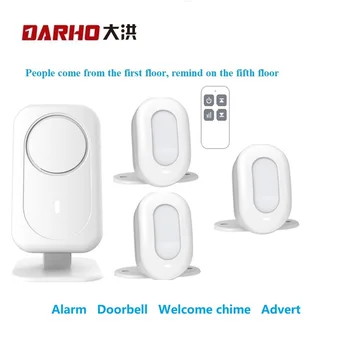 دارهو اللاسلكية 5 لغات الموسيقى ضيف ترحيب الرنين إنذار PIR محس حركة لمتجر دخول الأمن كاشف الأشعة تحت الحمراء جرس الباب