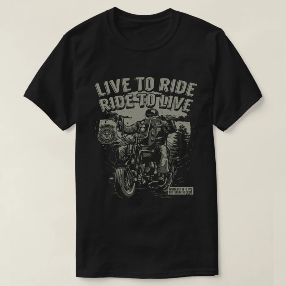 

Live To Ride, Ride To Live. Retro Motorcycle Rider T-Shirt 100% Cotton O-Neck Short Sleeve summerCasual Mens T-shirt Size S-3XL