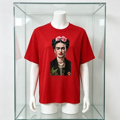 2026 Fashion Skin-friendly Camiseta Con Diseño Artístico De Frida Kahlo, Retrato Floral Regalo Para Amantes Del Bohemio Tee