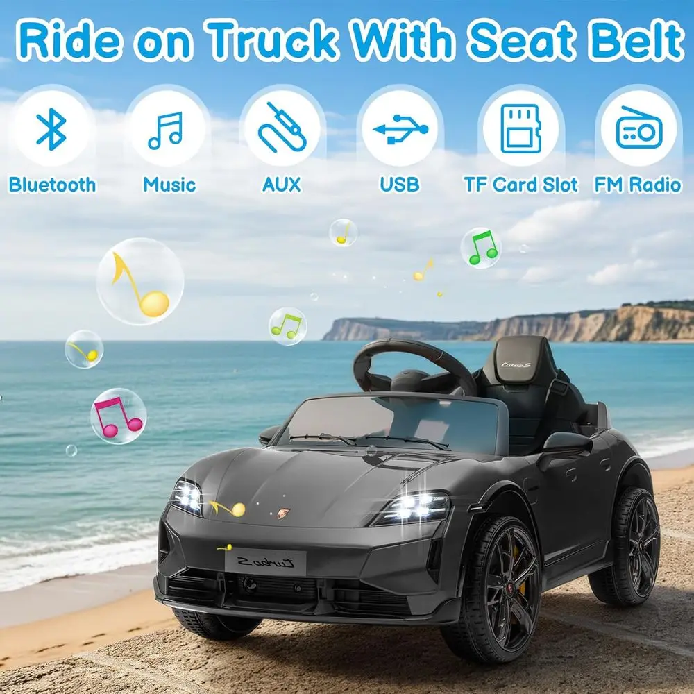 Samochodzik dla dzieci 12V, licencjonowany Porsche Taycan, elektryczny pojazd dla maluchów, pojazd na akumulator z pilotem