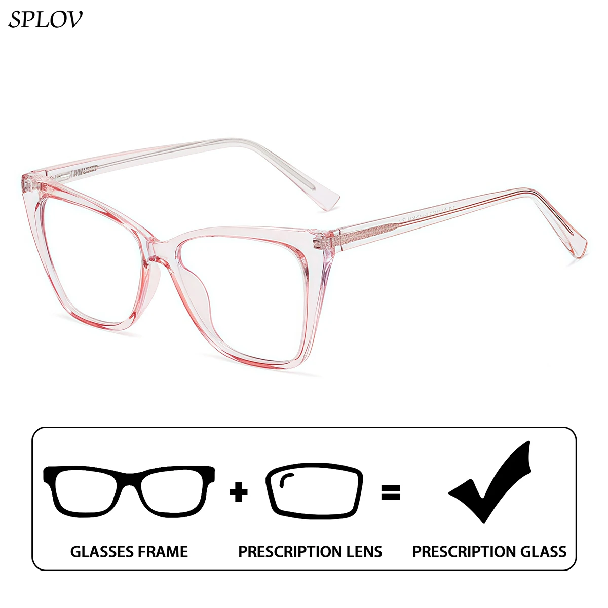 

SPLOV Cat Eye Frame Women's Anti Blue Light Prescription Glasses Professional Progressive Multifocal Myopia Glasses