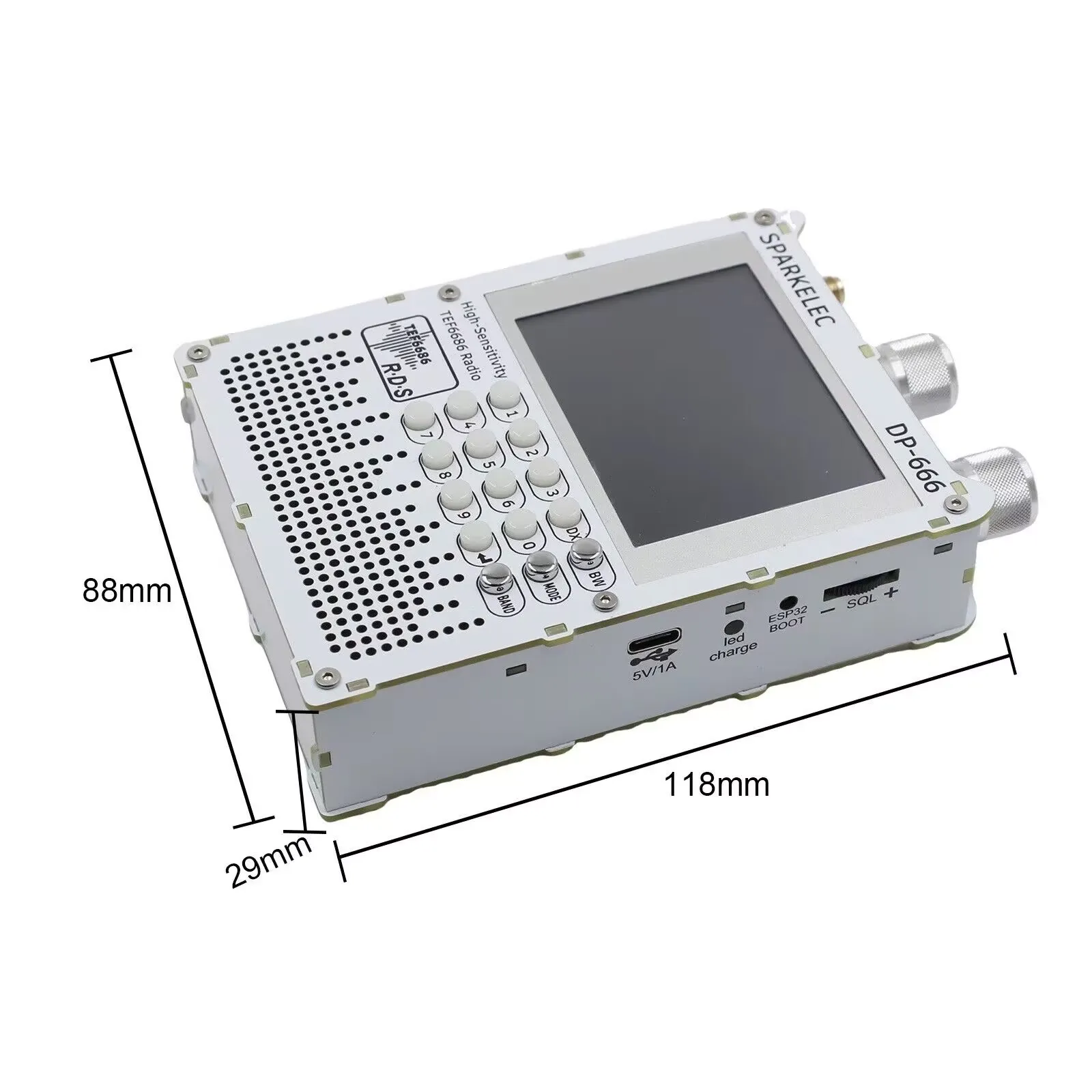 New DP-666 TEF6686 Radio High Sensitivity Full Band FM AM LW MW SW Shortwave ESP32 RDS 2.8 inch IPS LCD