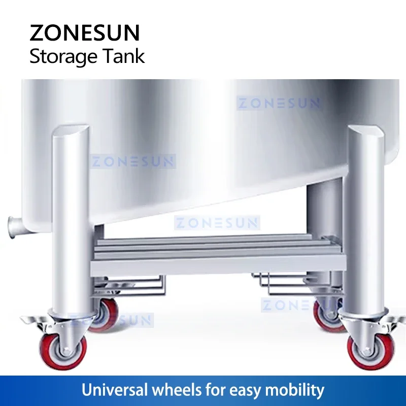 Zonesun Stainless Steel Storage Tank Sloped Bottom Vertical Tanks for Viscous Liquid Sanitary Vessel ZS-ST1500L