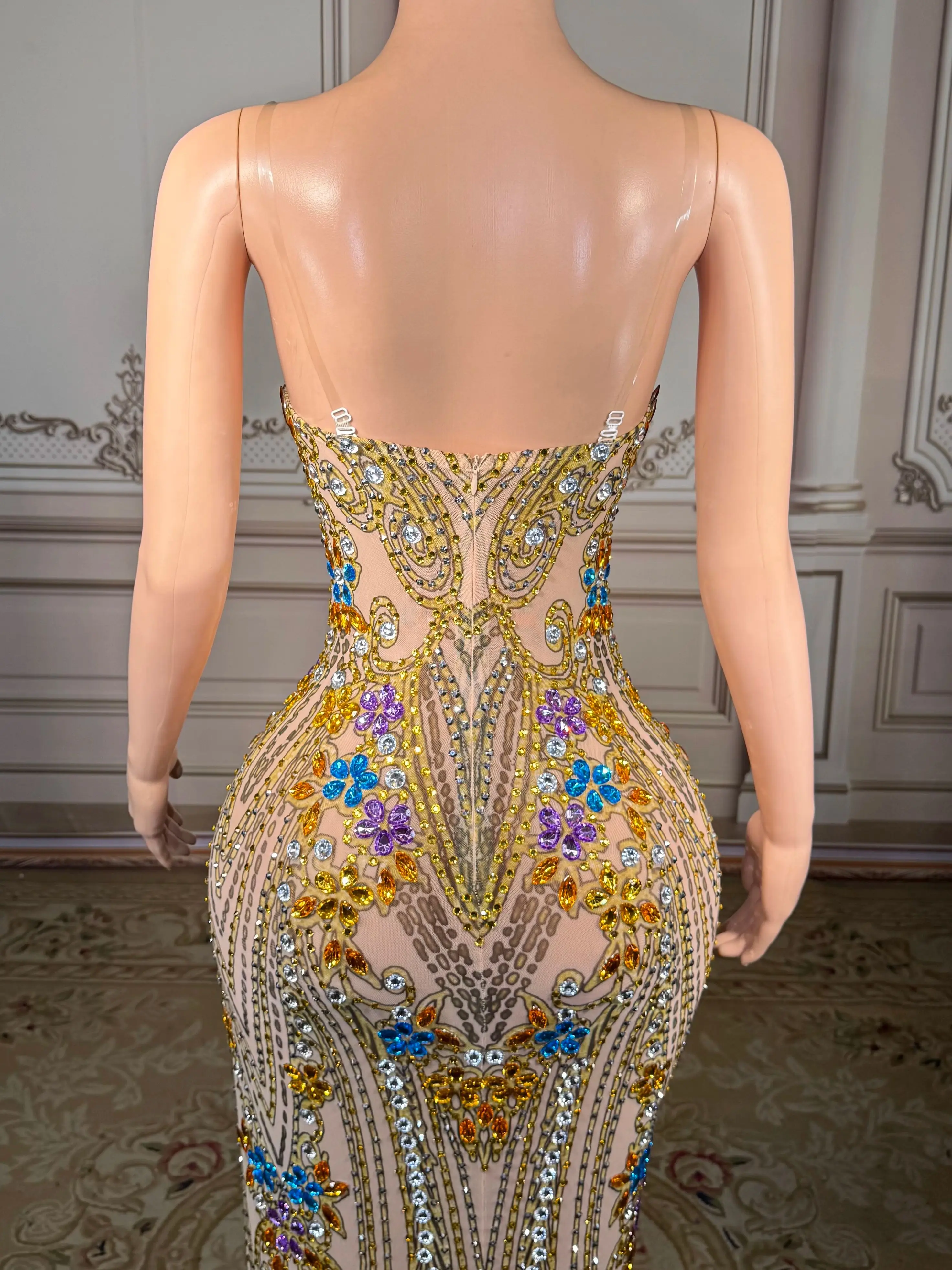 ZD strass longue une pièce robe Maxi pure paillettes fête Clubwear tenue de célébrité robe de soirée glamour