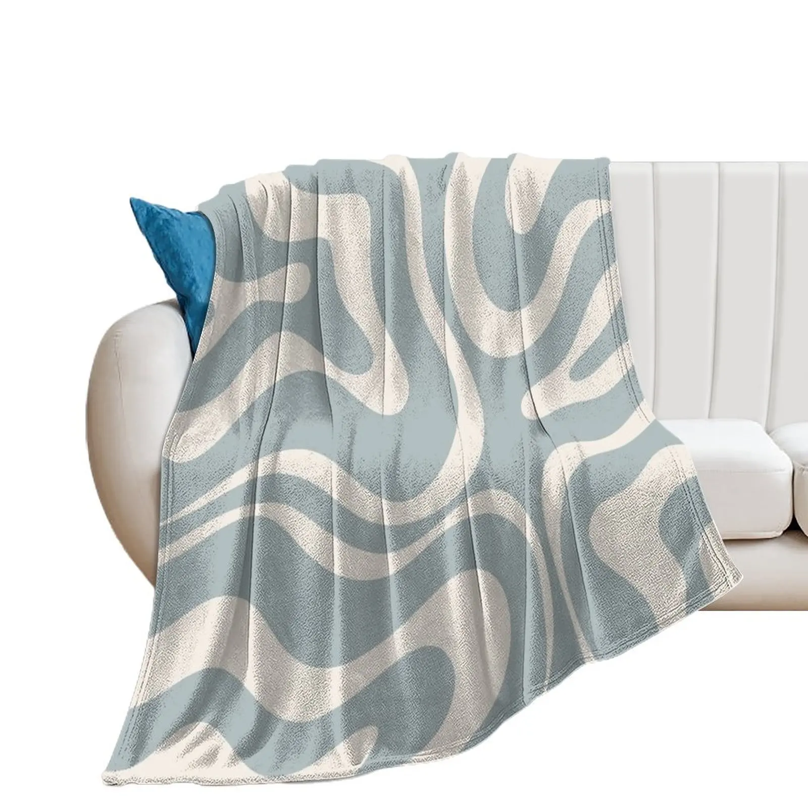 Liquid Swirl Abstract Pattern in Cream and Light Blue-Grey Throw Blanket Beach Kid'S Hairys warm for winter Blankets