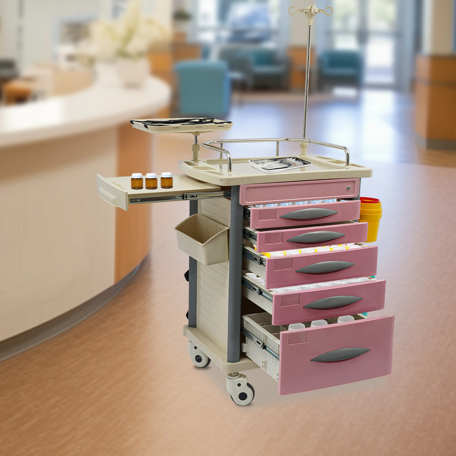 

Medical Rolling Crash Cart Medical Trolley Mobile Medical Cart for Clinic Hospital Nursing Center Medical Rolling Crash Cart
