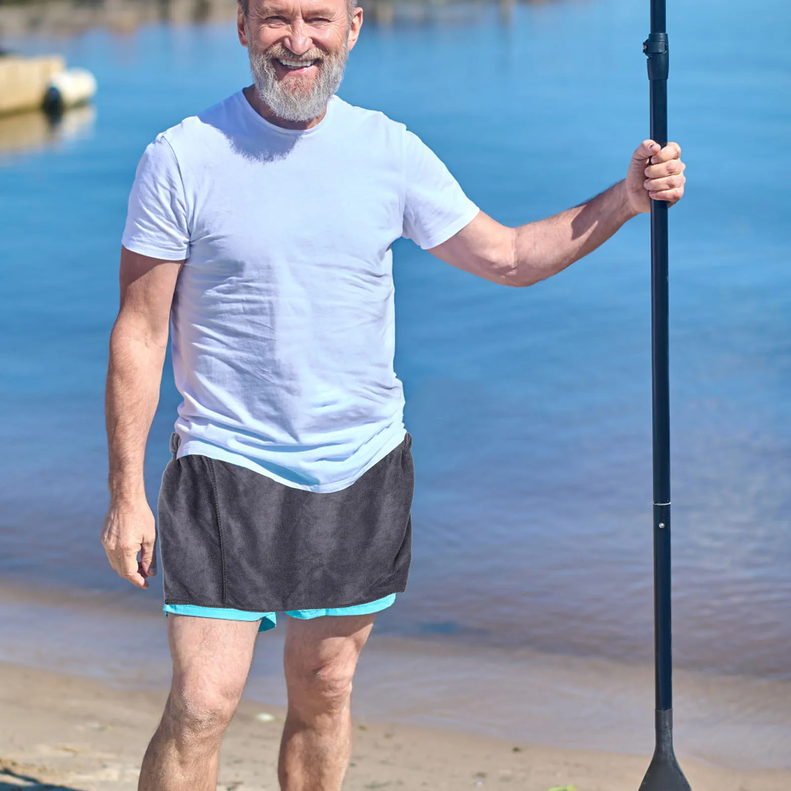 

Men'S Bath Towel Wrap Adjustable Waist Short Shower Skirt For Men Quick Dry Soft Absorbent Spa Sauna Beach Gym Towel Wrap