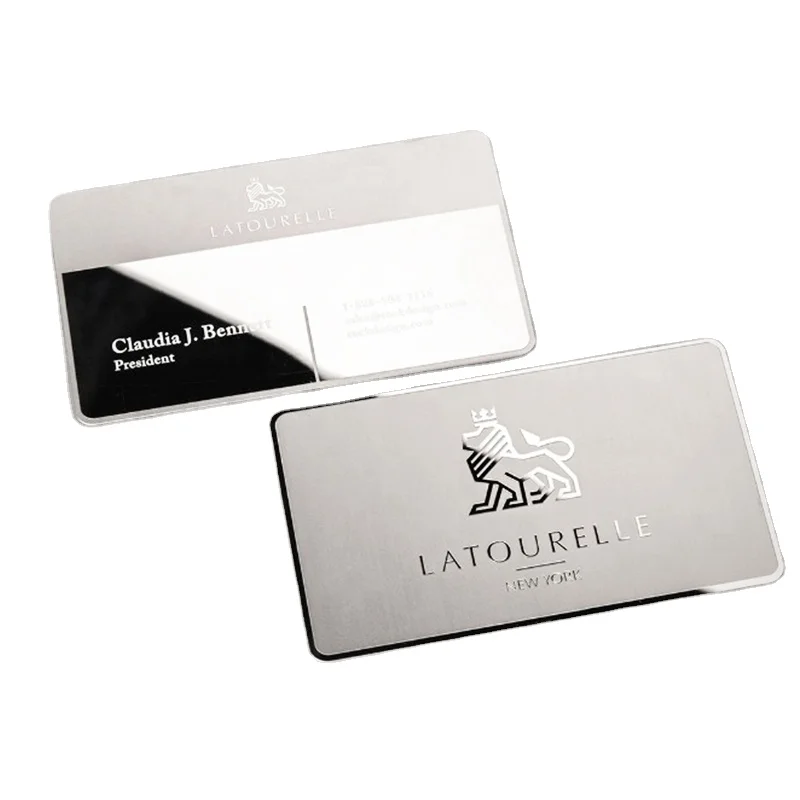 

100pcs Customized Etched Stainless Steel Metal Business Personal Card ID card ,we have different colors material for you