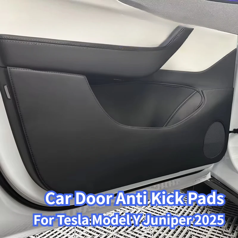 

Car Door Anti-Kick Pad for Tesla Model Y Juniper 2025 Leather Sticker Trim Side Door Sill Protector Cover Interior Decoration