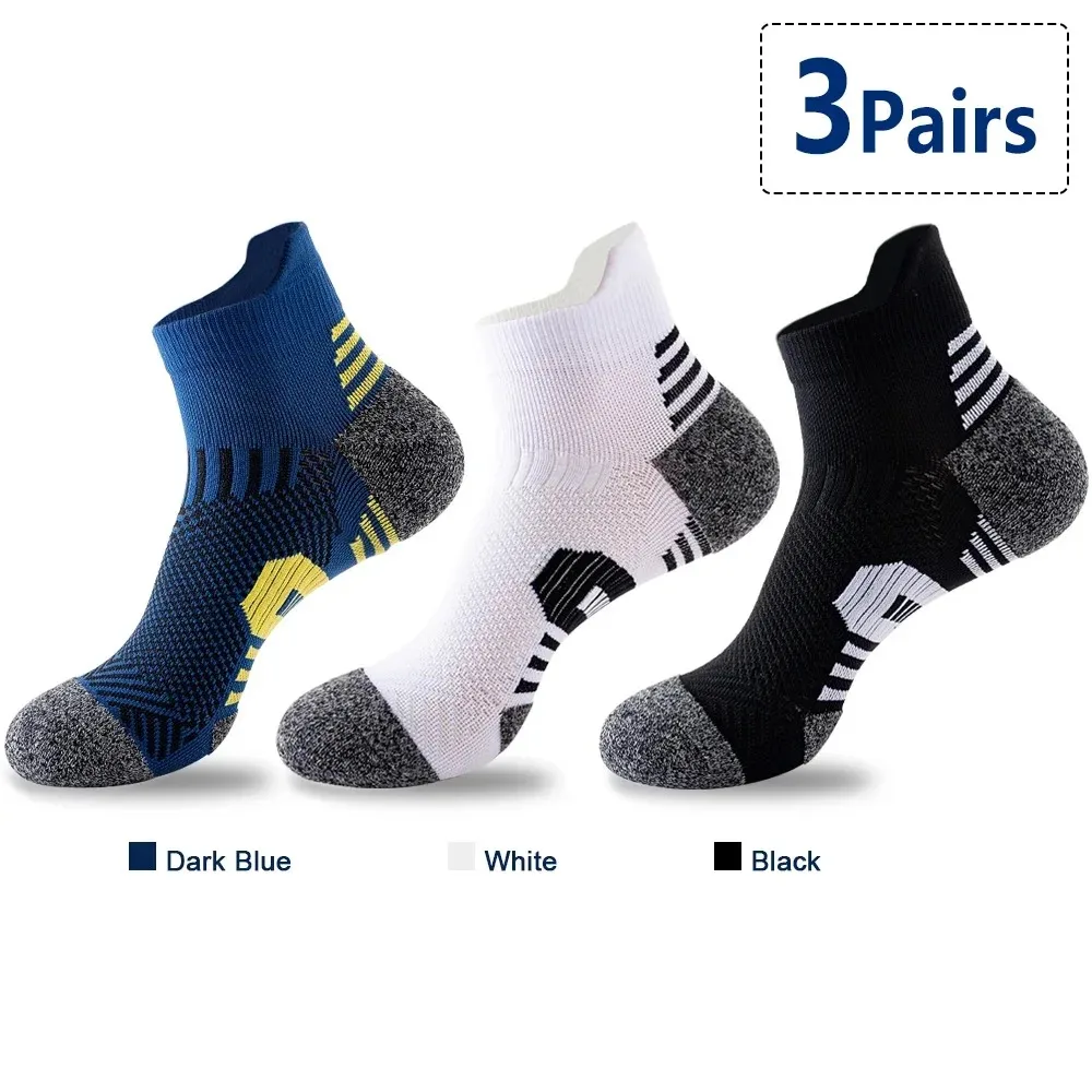 3 Pairs Spring Men\'s Socks AnkleThick Knit Sports Sock Outdoor Fitness Breathable Quick Dry Wear-resistant Short Running Sock