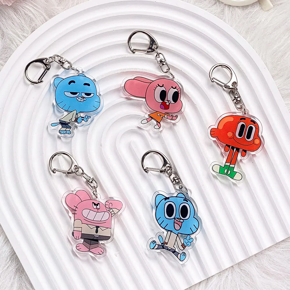 LLavero de acrílico para coche de Anime The Amazing World of Gumball, accesorios para bolso, bonito llavero colgante para mochila, regalos para amigos