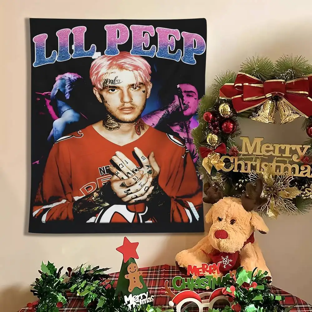 

Hot Rapper L-Lil PeepS Tapestry Wall Hanging Tapestry, Room Decor For Bedroom Living Room Dorm, Home Decoration Gift