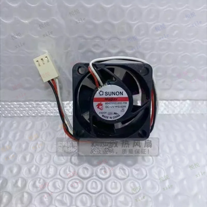 L+  for  SUNON MB40201V2-000C-F99 4020 DC12V 0.60W 4CM 3-Pin Silent Cooling Fan