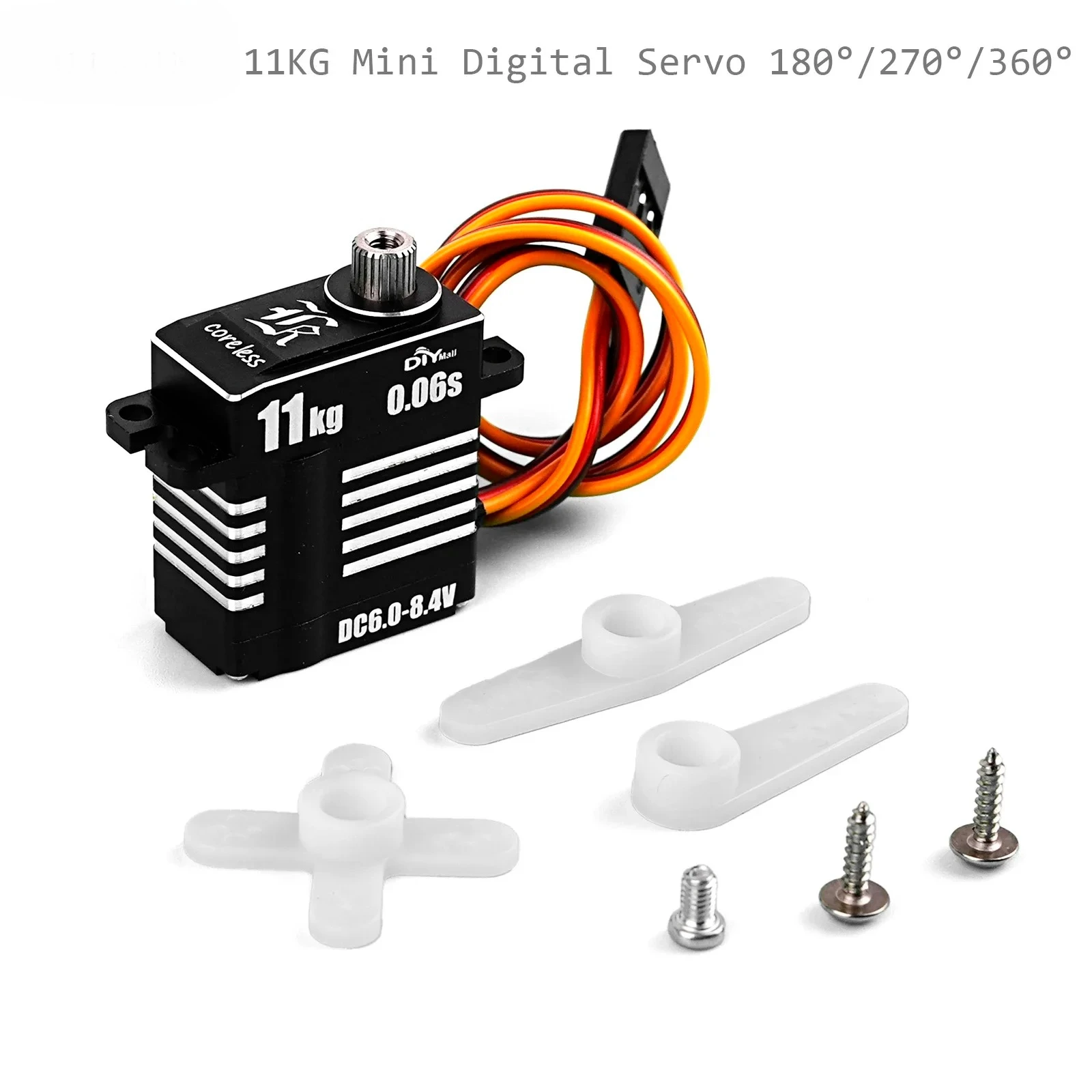 10PCS 8.4V แรงบิดสูง 11KG Mini Digital Servo 0.06sec/60 °   ที่ 8.4V แรงดันสูง Coreless มอเตอร์โปรแกรมไมโครเซอร์โวโลหะ