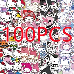 100pcs Kawaii My Melody Kuromi Hello Kitty Stickers for Kids Girls DIY Laptop Phone Diary Cute Cartoon Sanrio Sticker Decals