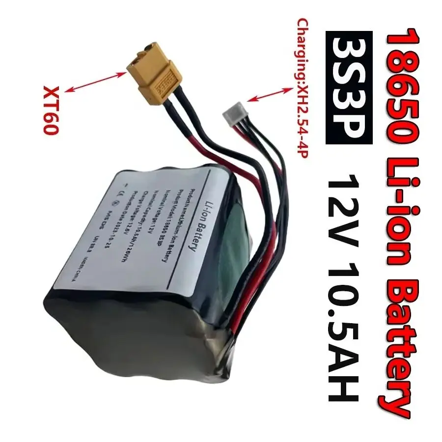 

Аккумулятор Li-ion AIMJIN 3S3P 12V высокой емкости 10.5Ач/10Ач, перезаряжаемый, для БПЛА, радиоуправляемых самолетов и квадрокоптеров, XH2.54-4P XT60 12.6V