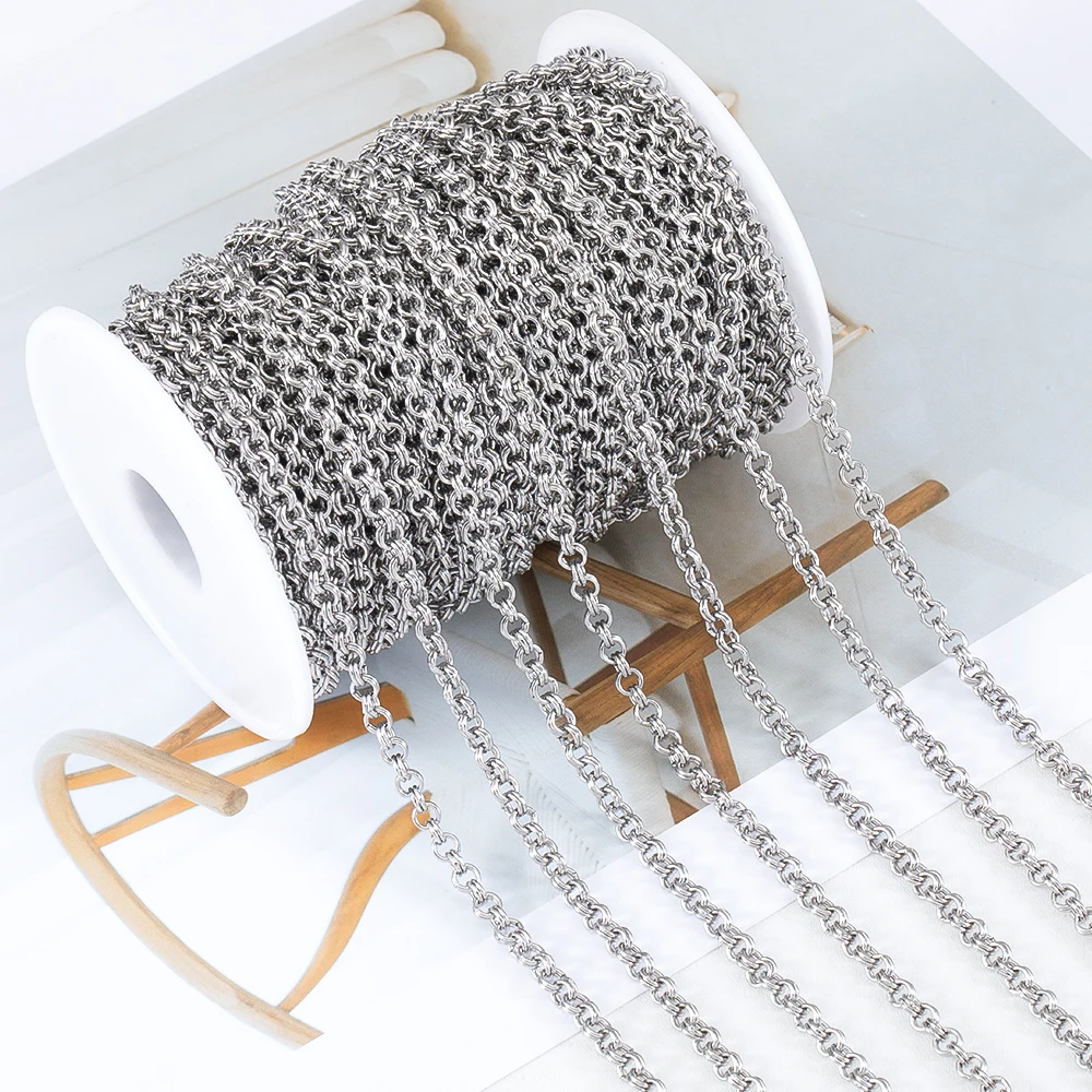 1 Meter New Stainless Steel Small Circle Chain Double Ring Loops Chain for diy Bracelet Necklace Jewelry Making Accessories