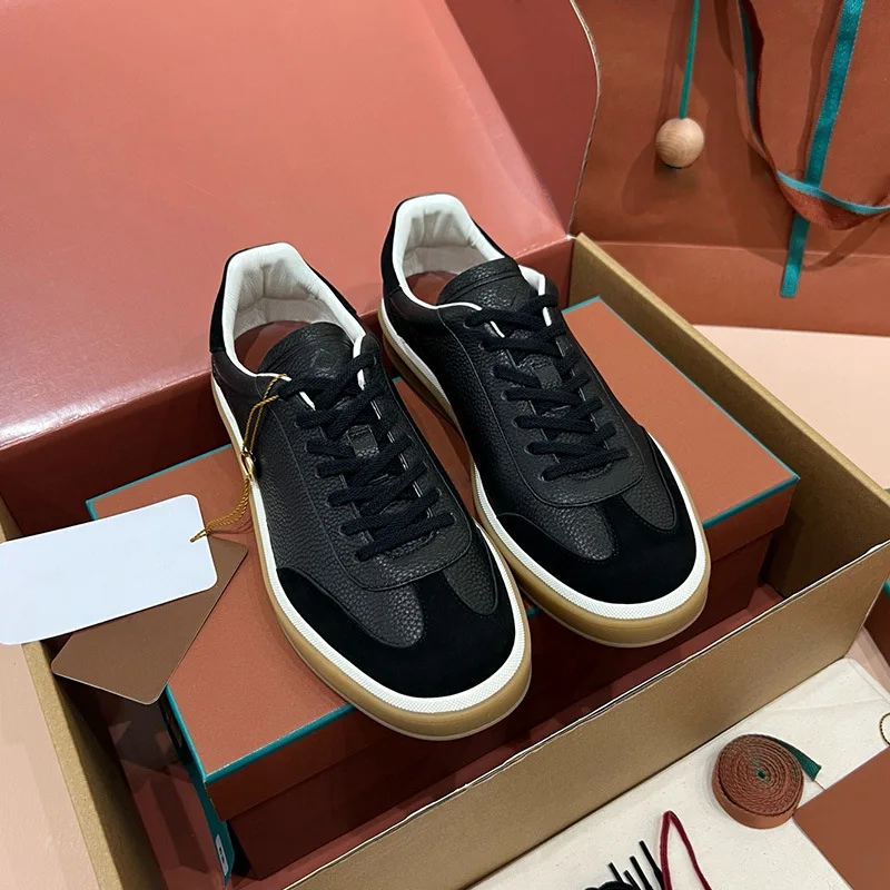 

2025 New Luxury Unisex German Army Trainers Genuine Leather Lace-Up Round-Toe Flat Sole Casual Sports Daily Commute Footwear