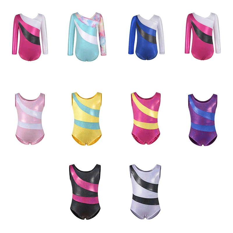 Mädchen-Gymnastik-Trikot für Kleinkinder, glitzernd, bunte Farben, Ballett-Übung, Tanzkleidung, hohe Qualität, mit Futter ﻿
