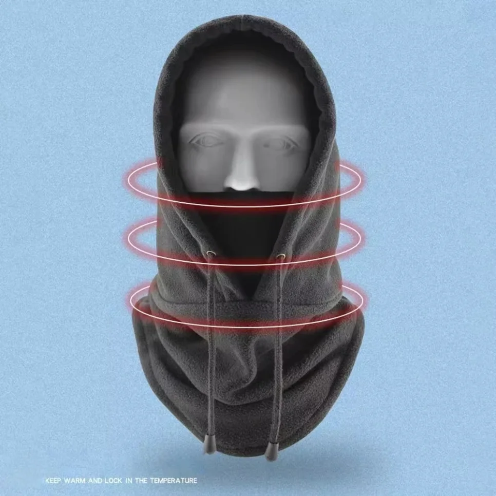 New Quality Cycling Cap Ski Balaclava Winter Windproof Cap Outdoor Hood Cap Cold Padded Hood Beanies Plush Warm Hat Polar Fleece