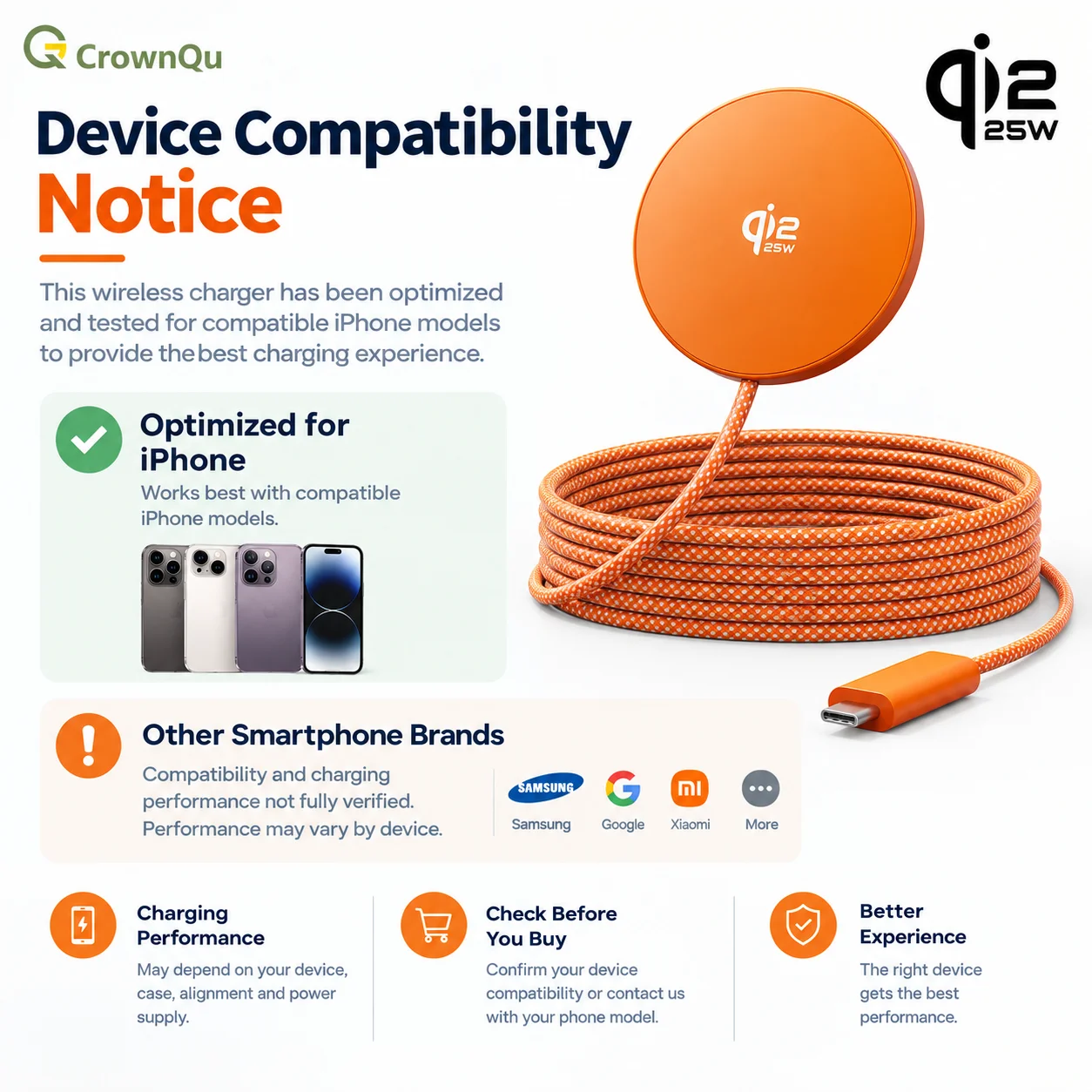 Qi2.2 Kabellose Ladegeräte 25W Magnetisches Induktions-Schnellladen für Macsafe iPhone 17 16 15 ProMax ‌ 5W Airpods-Serie Xiaomi Samsung – Detail 1
