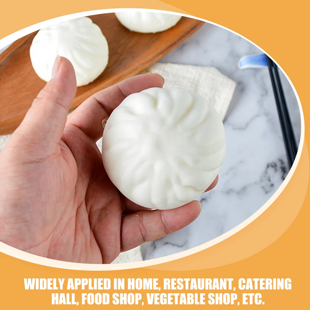 

3Pcs Artificial Steamed Bun Lifelike PU Decoration Bakery Kindergarten Photography Prop Fake Food Display Ornament