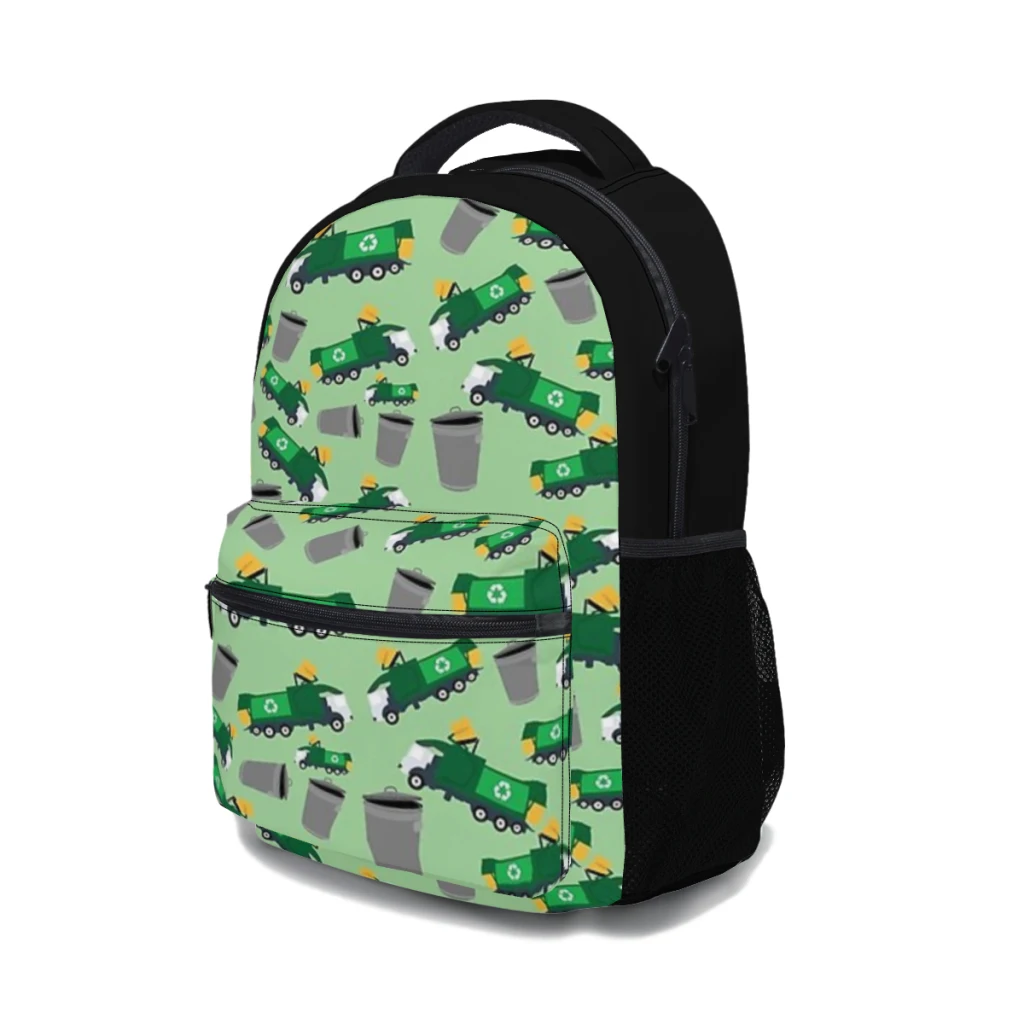 New Fashionable  Recycling Garbage Truck Pattern Backpack Bag Large Capacity Trendy Book Bag Multi-pockets Adjustable 17inch