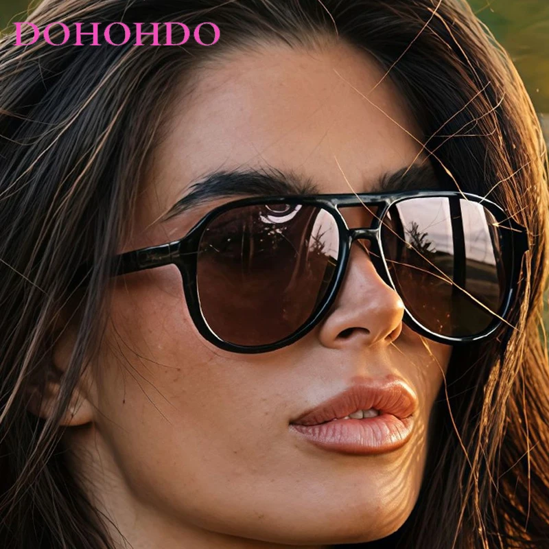 

Classic Retro Pilot Oversized Frame Double Bridge Women Sun Glasses Brand Design Men Sunglass Outdoor Sports Drive Goggles UV400