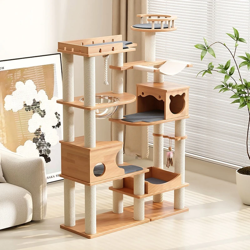 

Large all-solid wood cat climbing frame Maine Muppet multi-cat luxury large platform cat shelf