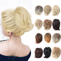 Chignon per capelli disordinati posticci sintetici per le donne panino corto Tousled elastici sintetici Scrunchies parrucchino per le donne ragazze