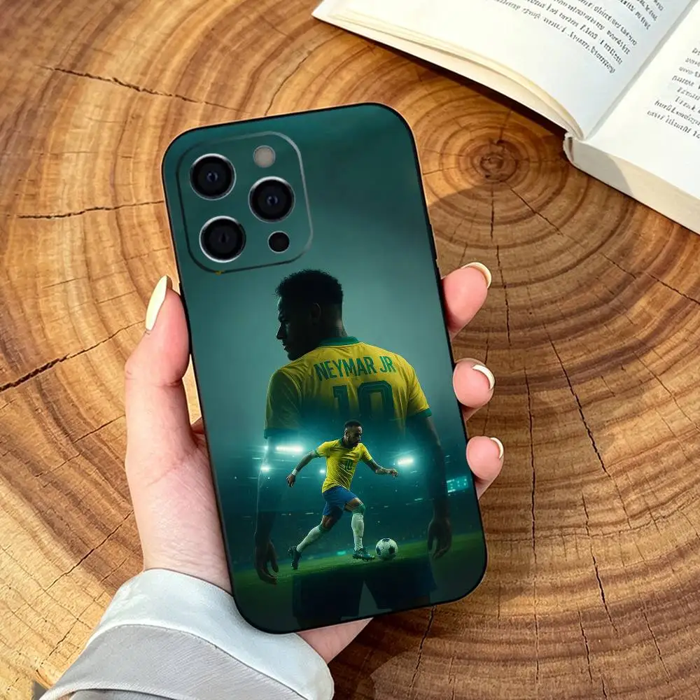 NO-010-N- Neymar Football Phone Case For iPhone 17,16,15,14,13,12,11 Pro Max,16/15/14Plus,XS Soft Black Cover