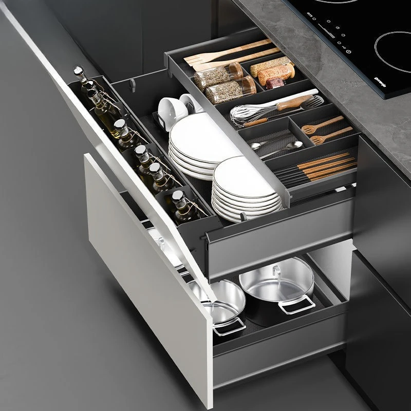 Kitchen Dish Storage Pull Basket Household Multifunctional Pot Basket Tilting Seasoning Storage Rack