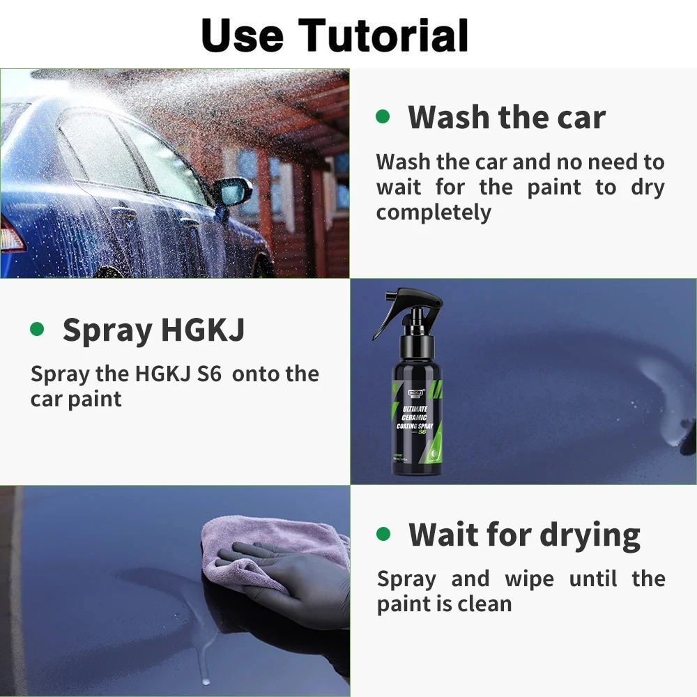 Car Ultimate Ceramic Coating Spray High Protection Super Hydrophobic Protect More Shine Car Cleaning Nano Polishing Spray S6