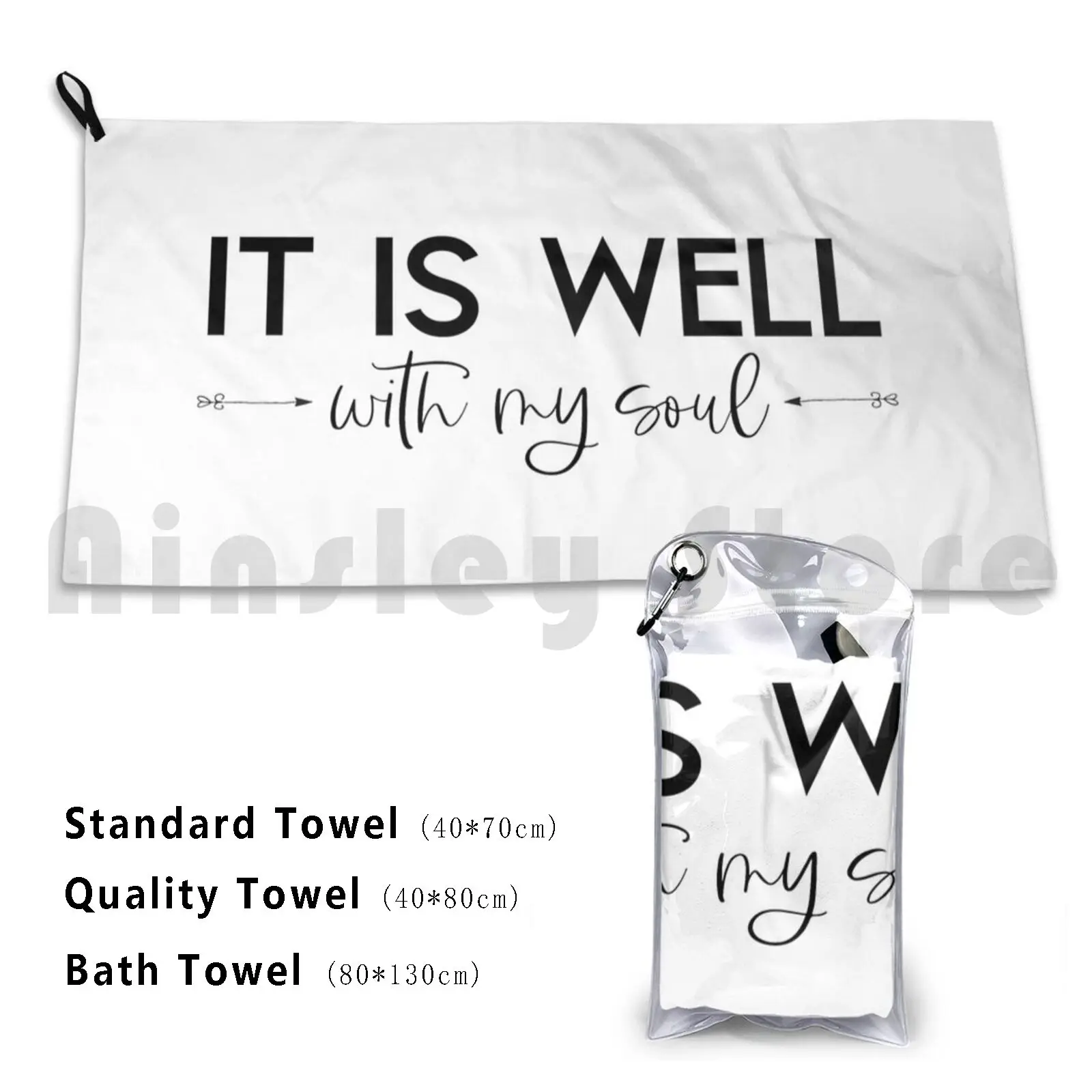 Il est bien avec mon âme serviette de bain personnalisée Christian inspirant encourageant la typographie noir blanc main