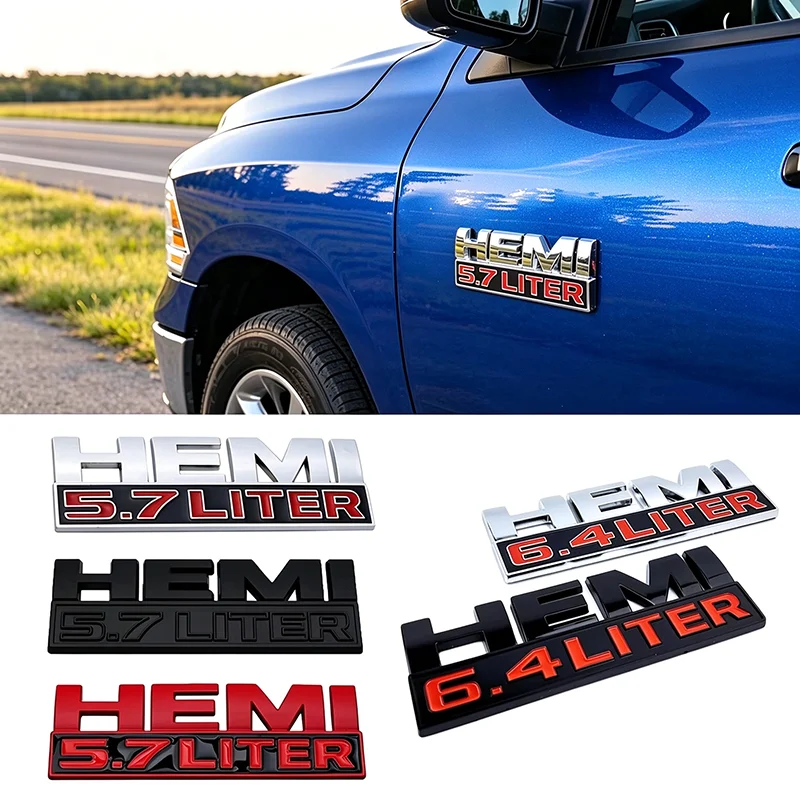 HEMI 5.7L 6.4L Emblem Badge for Dodge Ram 1500 2500 Challenger Charger Car Side Fender Logo Sticker Auto Exterior Accessories