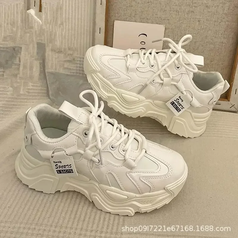 2026 Plateau-Sneaker für Damen Frühling Herbst Neue Chunky-Plateau-Sportschuhe für Damen Modische Dicksohlen-Sneaker aus PU-Leder – Detail 5