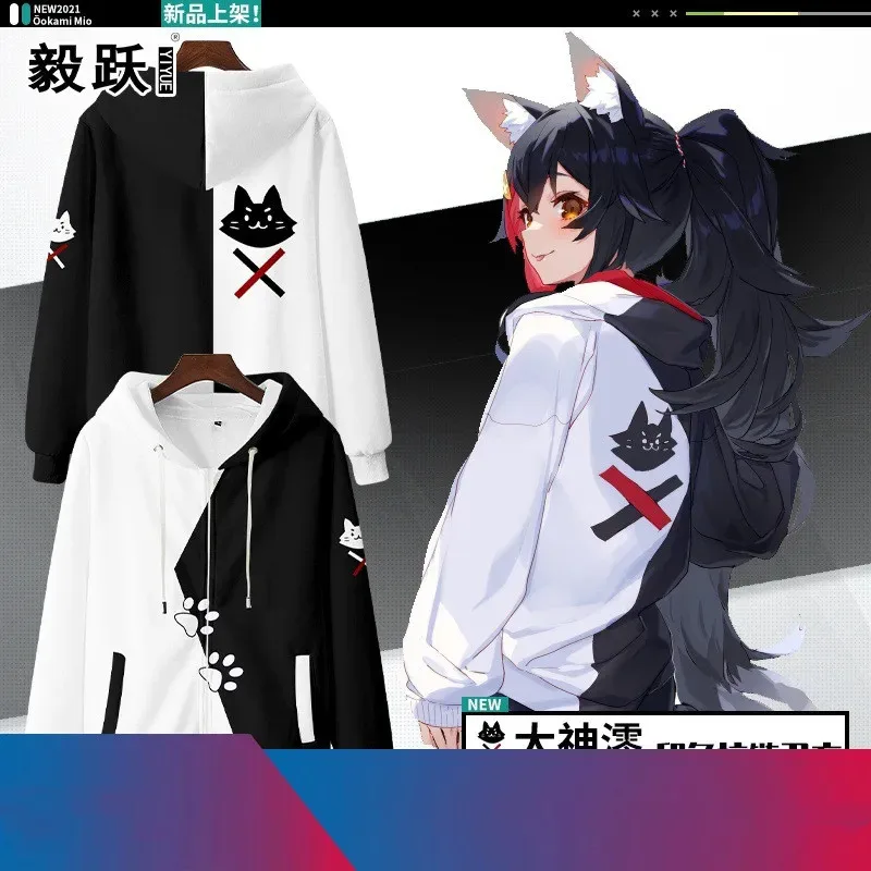 2025 11 VTuber Ookami Mio 3D 인쇄 남성/여성 가을 패션 후드 티 셔츠 긴 소매 Pollover Jacket Clothes