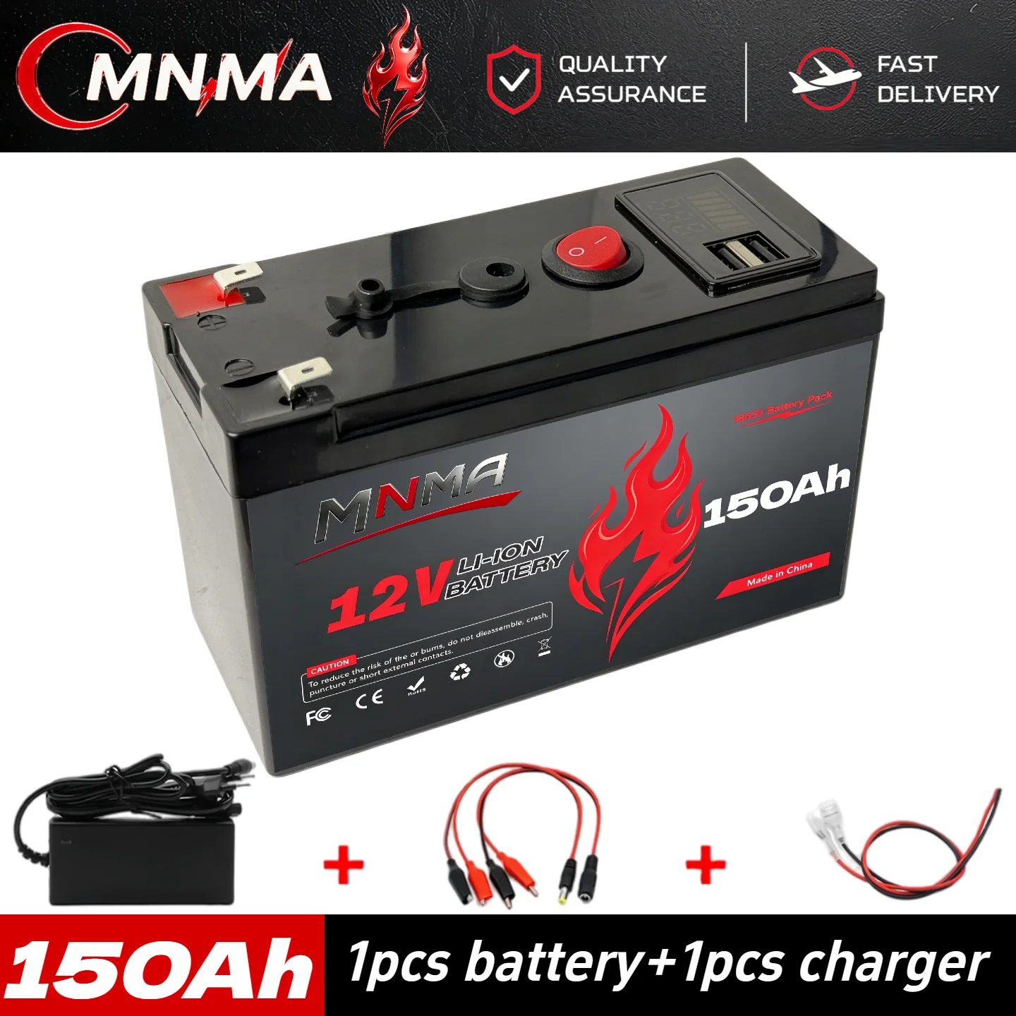 

12V 150Ah lithium-ion battery built-in BMS 4000+ deep cycle rechargeable battery for solar/wind energy, small UPS, lighting, etc
