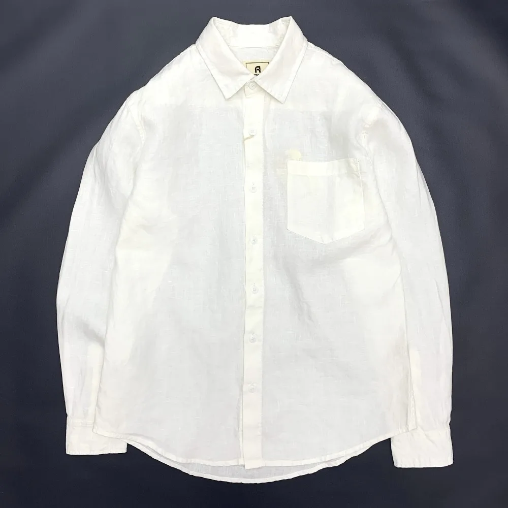 

55% Linen 45% Cotton American Vintage Casual Shirts Loose Blouses Spring Long Sleeve Tops Male Simple Shirts for Men Blusas