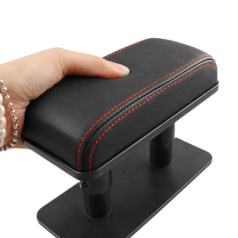 Car Armrest Left Elbow Bracket Central Right Armrest Box Adjustable Door Armrest Heightening Pad Black+Red line