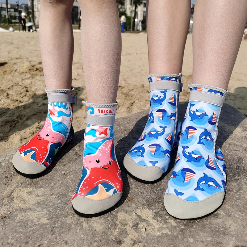 Summer Beach Shoes Casual Lightweight High-Top Socks Kids Seaside Anti-Slip Anti-Cut Barefoot Shoe Beach Trekking