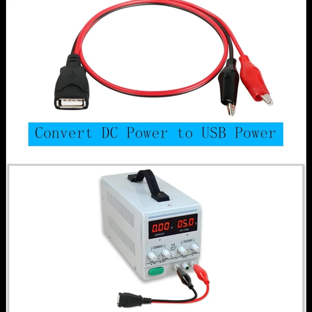 USB-Adapterkabel auf Krokodilzangenstecker Männlich-Weiblich, USB-Kabel mit Krokodilzange für Schaltungstests Flexibles Kabel Langlebiger Stecker Verschiedene Längen Elektronische Tests Gerätereparatur Laborversuche – Detail 2