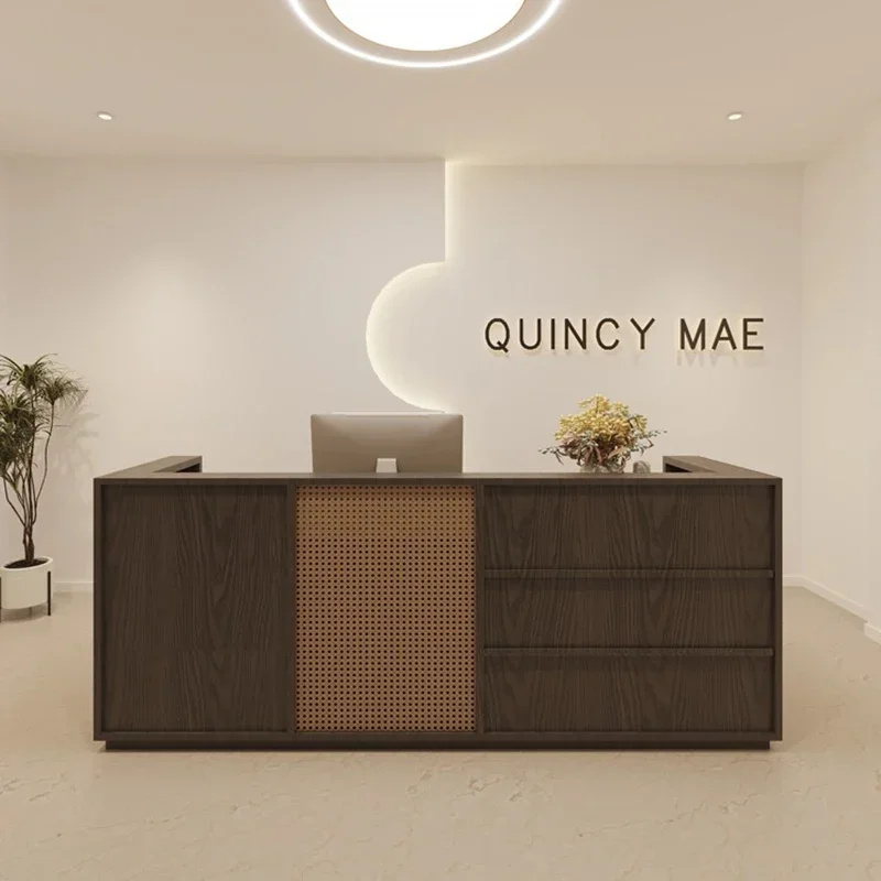 

Customized Store Reception Desk Counter Modern Spa Console Supermarket Office Front Desk Luxury Comptoir Caisse Salon Furniture
