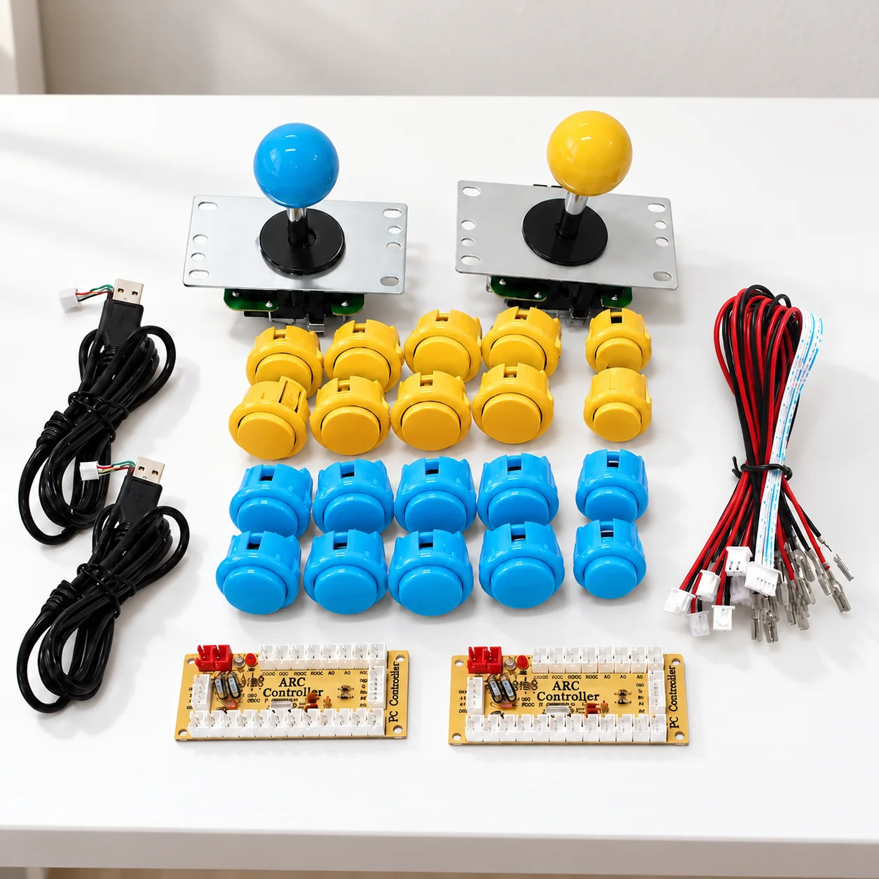 2 Player Arcade Joystick Button Kit Zero Delay USB Encoder for PC Raspberry Pi MAME DIY Game Cabinet 8 Way Controls