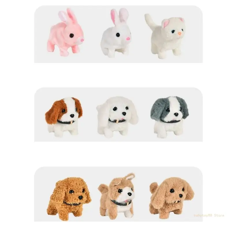 Y4UD Realistic Walking Dog Barking Puppy Toy Electronic Plush Pet Kid Interaction Toy