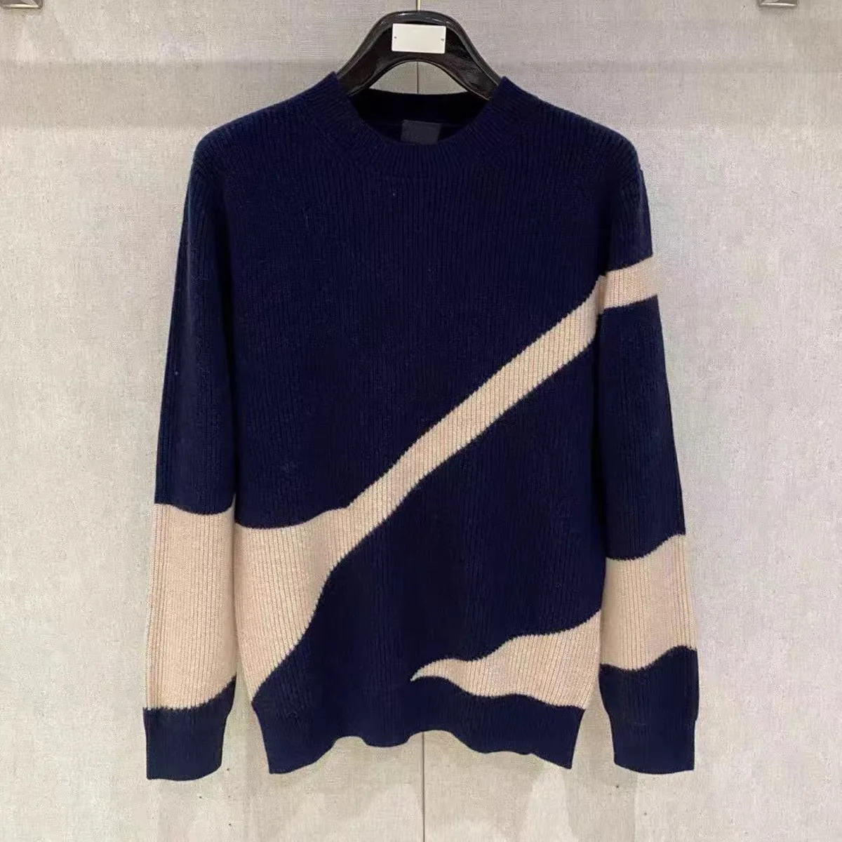 الرجال محبوك طويل Sve جولة Ne سترة اللون بلو تصميم بسيط ملابس غير رسمية شتاء جديد وصول مزيج الصوف مريح #3