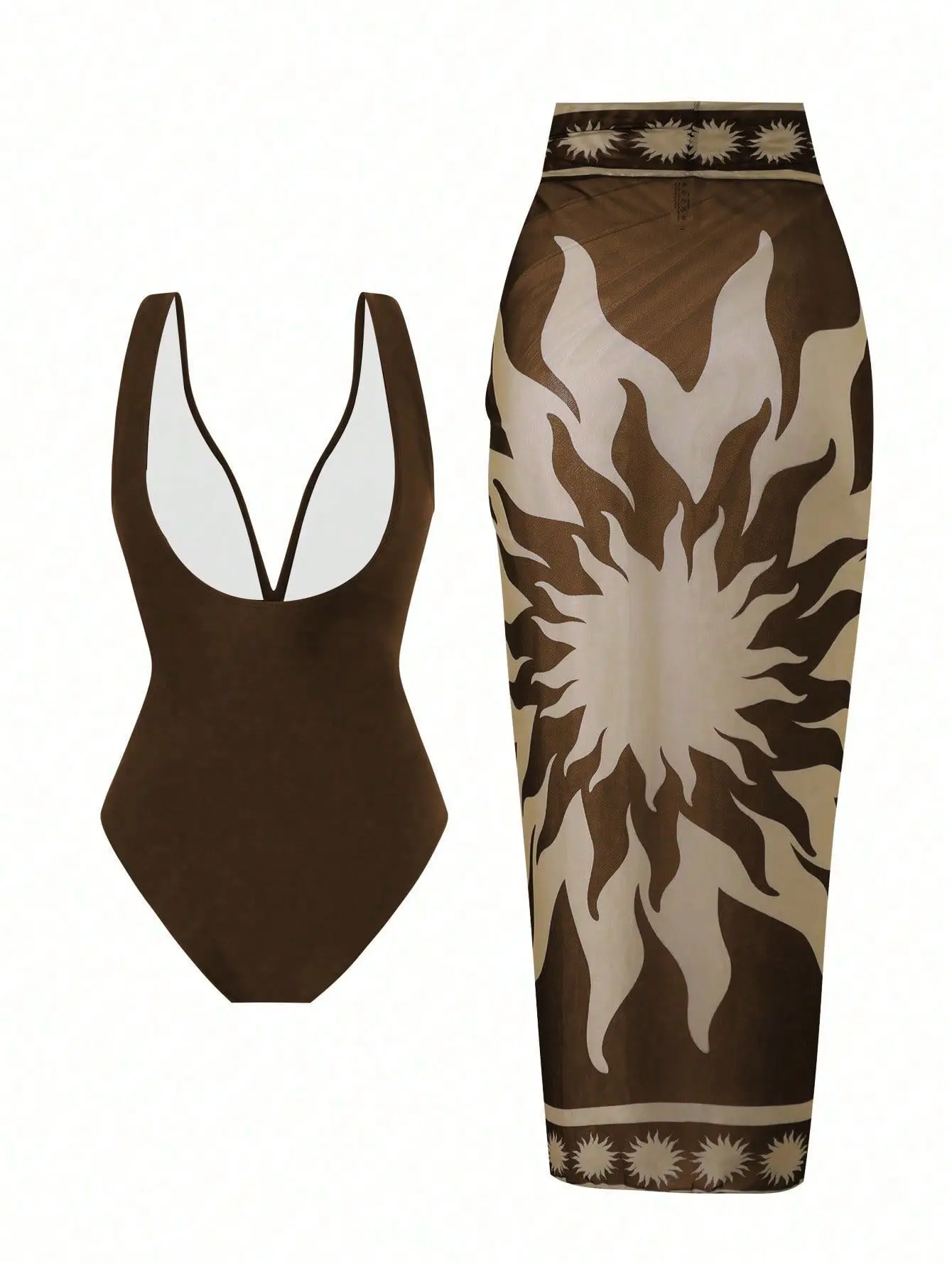 2025 traje de baño Sexy de malla con falda larga para mujer, traje de baño Vintage verde con escote en V profundo, conjunto de traje de baño de una pieza, traje de baño para playa, Monokini para vacaciones