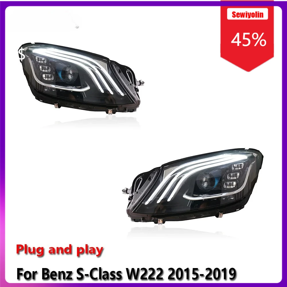 

Sewiyolin Car LED Lamp Headlight Assemblies For Benz -Class W222 2015-2019 Fog DRL Brake Turn Signal Lamp Plug and Play